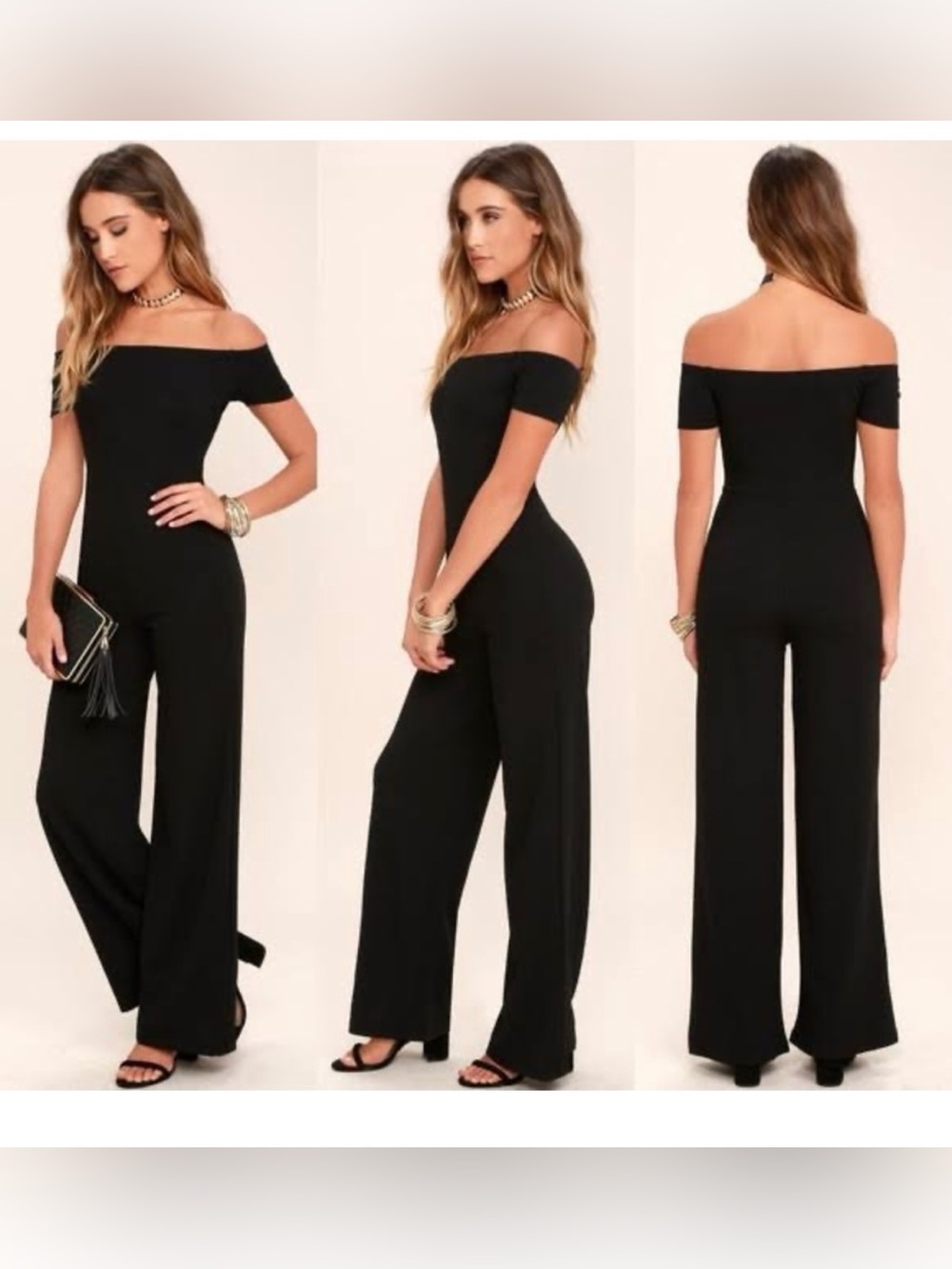 Lulu's Black Square-Neck Wide-Leg Jumpsuit